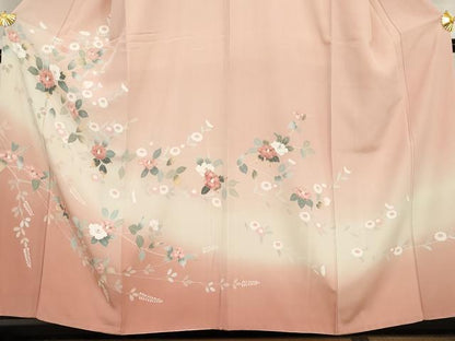 平和屋着物●訪問着　友禅　枝花文　暈し染め　正絹　逸品　AABI5168cs