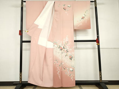平和屋着物●訪問着　友禅　枝花文　暈し染め　正絹　逸品　AABI5168cs