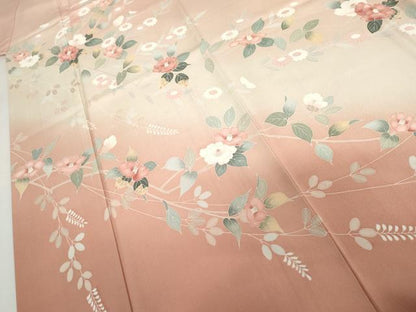 平和屋着物●訪問着　友禅　枝花文　暈し染め　正絹　逸品　AABI5168cs