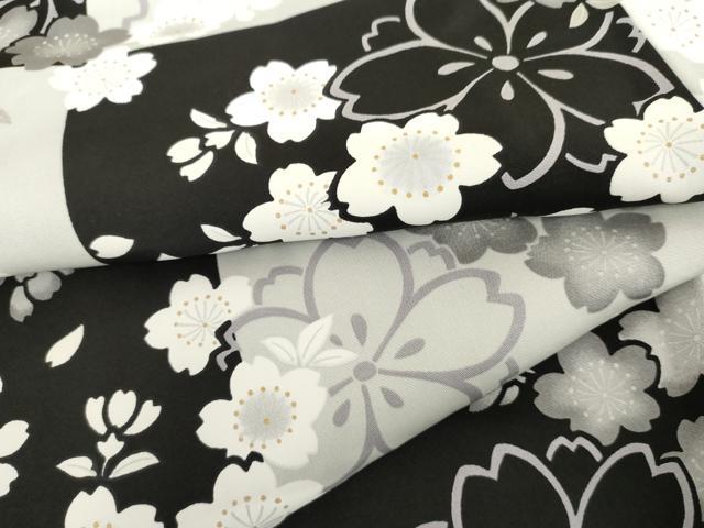 平和屋着物●上質な小紋　市松に桜　金彩　正絹　逸品　未使用　AABI5169cs