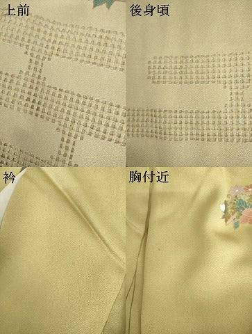 平和屋着物●訪問着　中国三大刺繍　汕頭刺繍　スワトウ刺繍　エ霞草花文　暈し染め　金彩　正絹　逸品　AABI5170cs