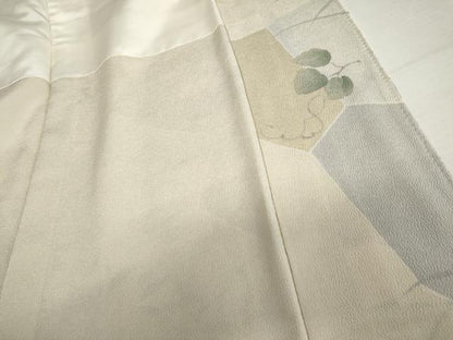 平和屋着物●訪問着　切嵌草花文　鬼しぼ縮緬　正絹　逸品　AABI5171cs
