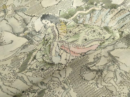平和屋着物●本場大島紬　白大島　一元7マルキ　総絣　三十六歌仙　正絹　逸品　AABI5173cs