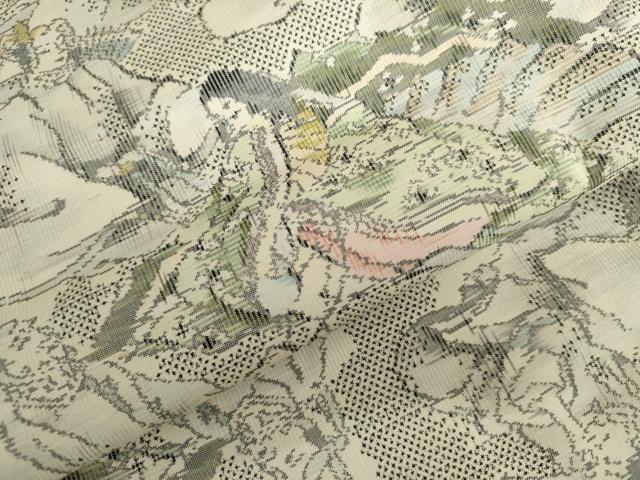 平和屋着物●本場大島紬　白大島　一元7マルキ　総絣　三十六歌仙　正絹　逸品　AABI5173cs