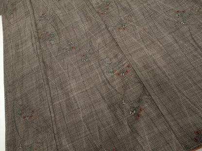 平和屋着物●本場大島紬　泥染め　一元絣　枝花文　正絹　逸品　未使用　AABI5174cs