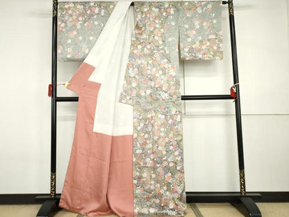平和屋着物●訪問着　花蝶文　暈し染め　金彩　小田急百貨店扱い　正絹　逸品　AABI5179cs