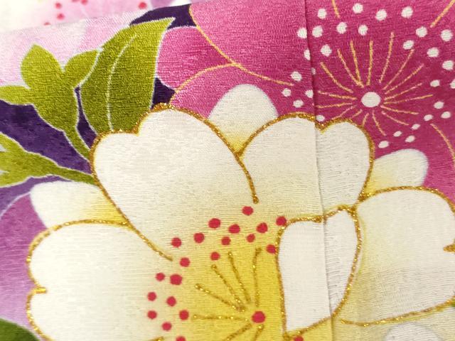 平和屋着物●豪華振袖　流水草花文　暈し染め　京都きもの友禅扱い　正絹　逸品　AABI5180cs