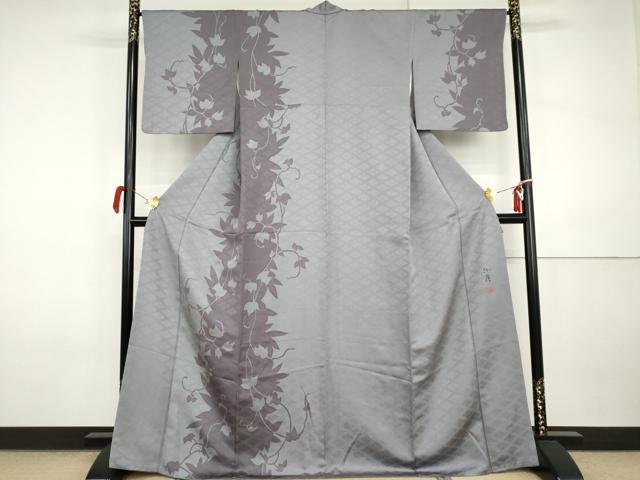 平和屋着物●京の匠日展作家　丹下雄介　訪問着　蔦の葉シルエット　正絹　逸品　AABI5181cs