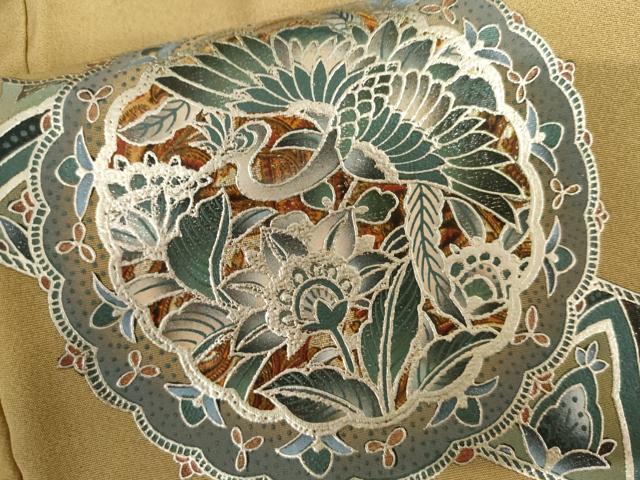 平和屋着物●訪問着　鳳凰更紗花絵皿文　暈し染め　金銀彩　正絹　逸品　AABI5182cs