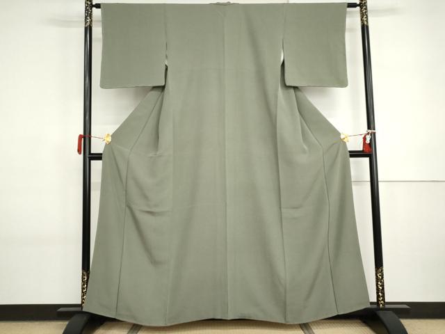 平和屋着物●江戸小紋　万筋　青白橡色×老竹色　正絹　逸品　AABI5189cs