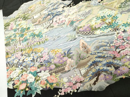 平和屋着物●本加賀友禅作家　河江真百美　黒留袖　水辺の朝　正絹　逸品　AABI5192cs
