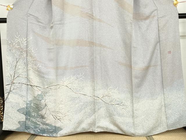 平和屋着物●訪問着　作家物　森秋　雪景色　暈し染め　金彩　正絹　逸品　AABI5196cs