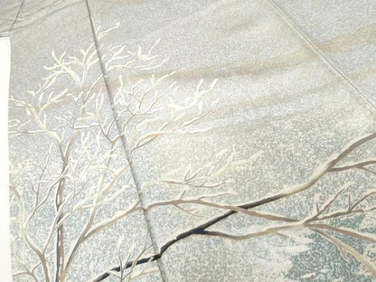 平和屋着物●訪問着　作家物　森秋　雪景色　暈し染め　金彩　正絹　逸品　AABI5196cs