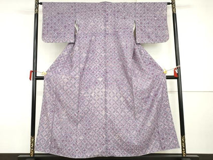 平和屋着物●本場大島紬　染大島　総絞り　七宝文　正絹　逸品　AABI5197cs