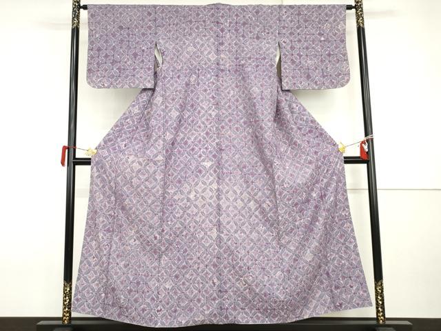 平和屋着物●本場大島紬　染大島　総絞り　七宝文　正絹　逸品　AABI5197cs