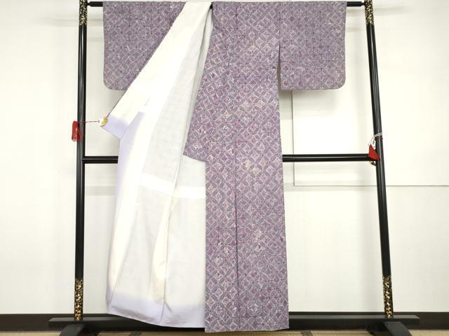平和屋着物●本場大島紬　染大島　総絞り　七宝文　正絹　逸品　AABI5197cs