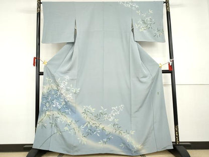 平和屋着物●京加賀糸目友禅作家　山崎巌　訪問着　枝花文　暈し染め　銀座おゝぎ屋扱い　正絹　逸品　AABI5198cs