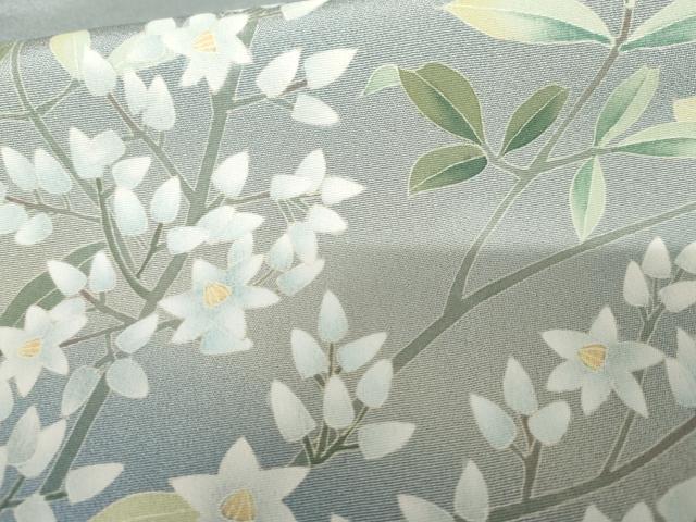 平和屋着物●京加賀糸目友禅作家　山崎巌　訪問着　枝花文　暈し染め　銀座おゝぎ屋扱い　正絹　逸品　AABI5198cs