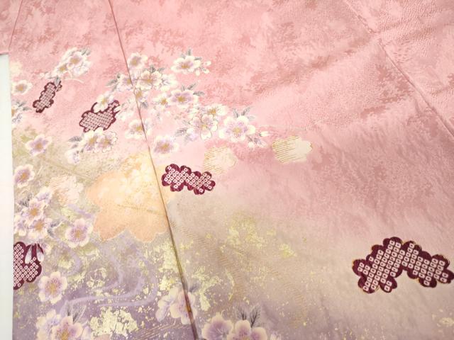 平和屋着物●豪華振袖　流水に舞桜文　暈し染め　金彩　正絹　逸品　AABI5200cs