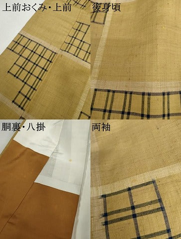平和屋着物●上質な紬　変わり格子　正絹　逸品　AABI5201cs
