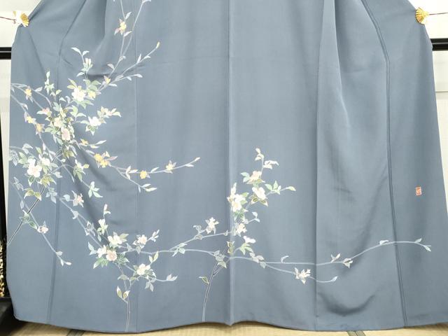 平和屋着物○訪問着 友禅 作家物 枝花文 正絹 逸品 AABI5202cs