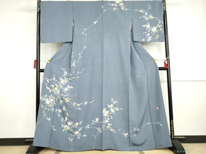 平和屋着物●訪問着　友禅　作家物　枝花文　正絹　逸品　AABI5202cs
