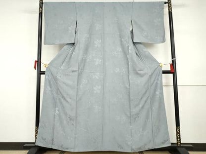 平和屋着物●上質な色無地　草花地紋　秘色色　正絹　逸品　未使用　AABI5206cs