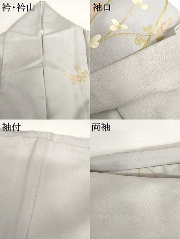 平和屋着物●訪問着　友禅　駒刺繍　伝統工芸　枝花文　金彩　正絹　逸品　AABI5207cs