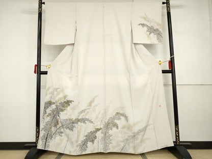 平和屋着物●訪問着　松原清久　手描き　笹竹文　金彩　正絹　逸品　AABI5208cs