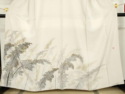 平和屋着物●訪問着　松原清久　手描き　笹竹文　金彩　正絹　逸品　AABI5208cs