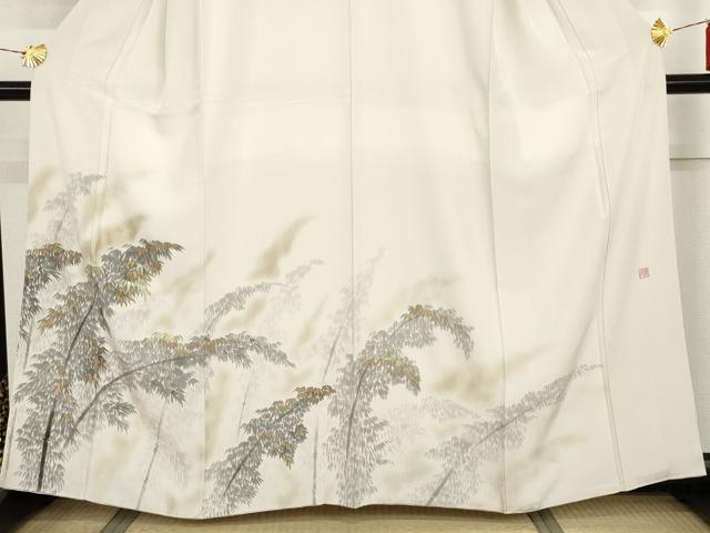 平和屋着物●訪問着　松原清久　手描き　笹竹文　金彩　正絹　逸品　AABI5208cs