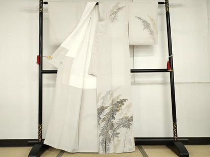 平和屋着物●訪問着　松原清久　手描き　笹竹文　金彩　正絹　逸品　AABI5208cs