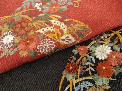 平和屋着物●豪華振袖　地紙花蝶文　暈し染め　銀通し地　金糸　正絹　逸品　AABI5210cs