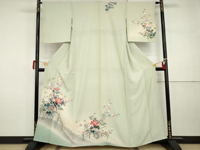 平和屋着物●十日町友禅作家　岡村蒼風　訪問着　枝花文　暈し染め　正絹　逸品　AABI5211cs