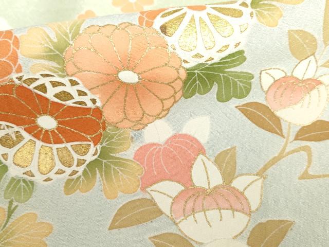 平和屋着物●訪問着　友禅　吉祥草花文　金彩　正絹　逸品　未使用　AABI5212cs