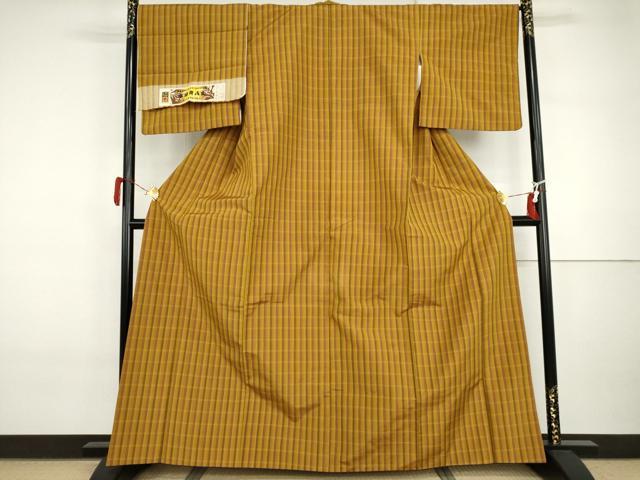 平和屋着物○本場黄八丈 平織 伝統工芸士:西條謹一 奥山鶴美