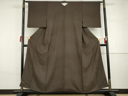 平和屋着物●龍村晋謹製　お召　赤墨色　正絹　逸品　未使用　AABI5216cs