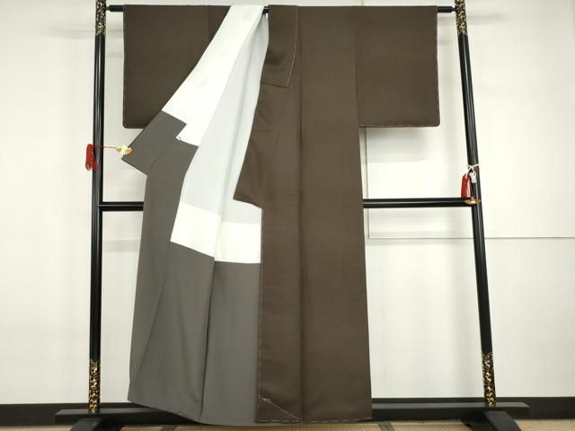 平和屋着物○龍村晋謹製 お召 赤墨色 正絹 逸品 未使用 AABI5216cs
