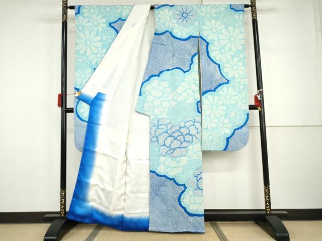 平和屋着物●豪華振袖　総絞り　雲取り花文　正絹　逸品　AABI5218cs