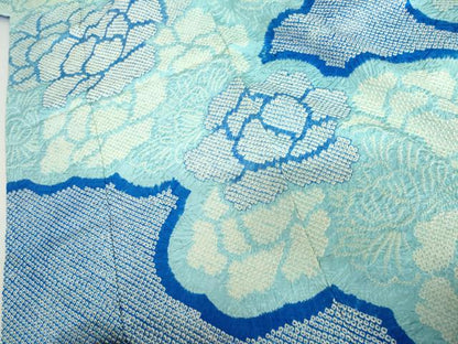 平和屋着物●豪華振袖　総絞り　雲取り花文　正絹　逸品　AABI5218cs