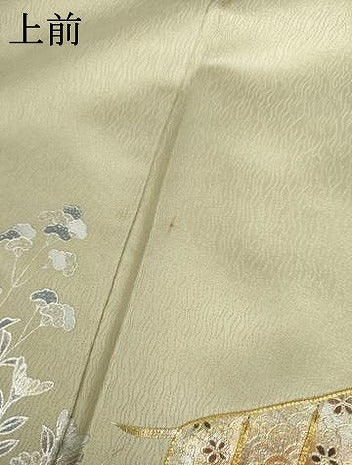 平和屋着物●訪問着　駒刺繍　几帳枝花文　暈し染め　金銀彩　正絹　逸品　未使用　AABI5221cs