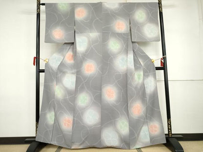 平和屋着物●上質な小紋　舞花文　暈し染め　正絹　逸品　AABI5222cs