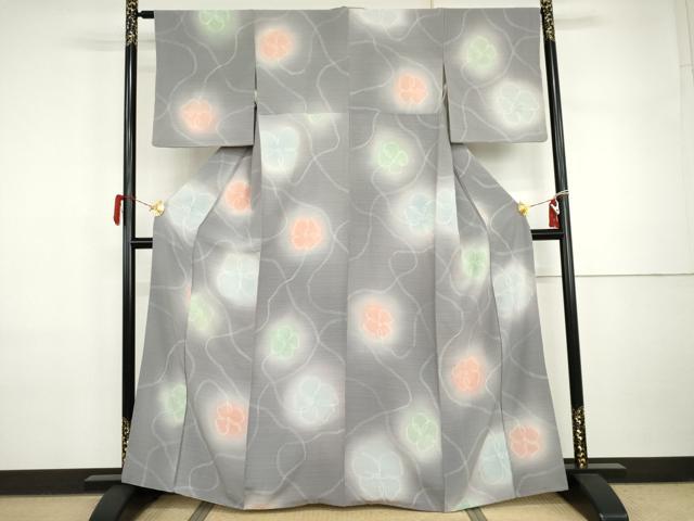 平和屋着物●上質な小紋　舞花文　暈し染め　正絹　逸品　AABI5222cs