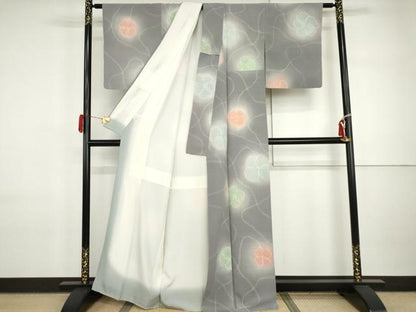 平和屋着物●上質な小紋　舞花文　暈し染め　正絹　逸品　AABI5222cs