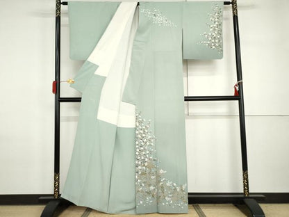 平和屋着物●訪問着　友禅　作家物　豊伸　枝花文　暈し染め　正絹　逸品　AABI5223cs