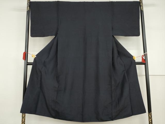 平和屋着物●男性　紬　色無地　濃藍色　正絹　逸品　AABI5226cs