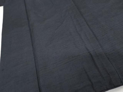 平和屋着物●男性　紬　色無地　濃藍色　正絹　逸品　AABI5226cs