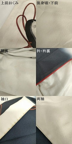 平和屋着物●男性　切り絵画家　宮田雅之　訪問着　能面　暈し染め　正絹　逸品　AABI5227cs