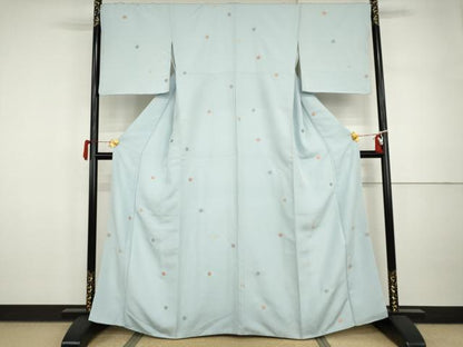 平和屋着物●上質な小紋　総刺繍　舞花文　正絹　逸品　AABI5229cs