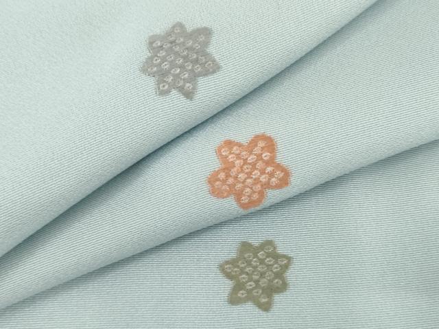 平和屋着物●上質な小紋　総刺繍　舞花文　正絹　逸品　AABI5229cs